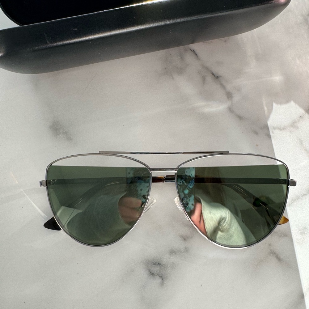 Alexander McQueen Ruthenium &  green core sunglasses